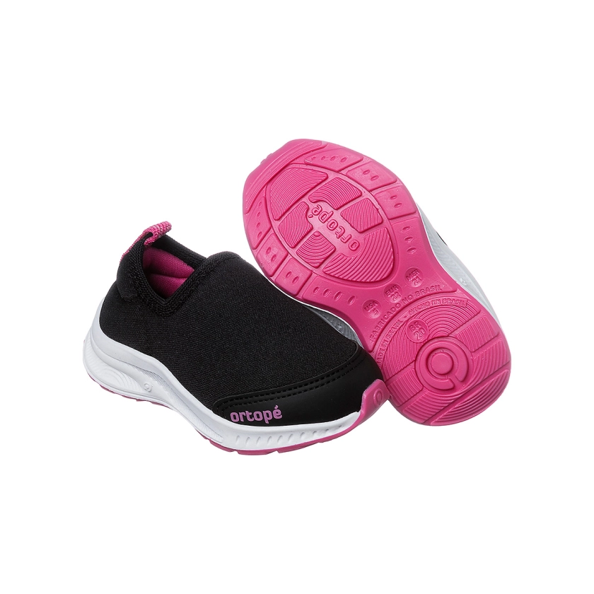 Tenis infantil preto shops e rosa