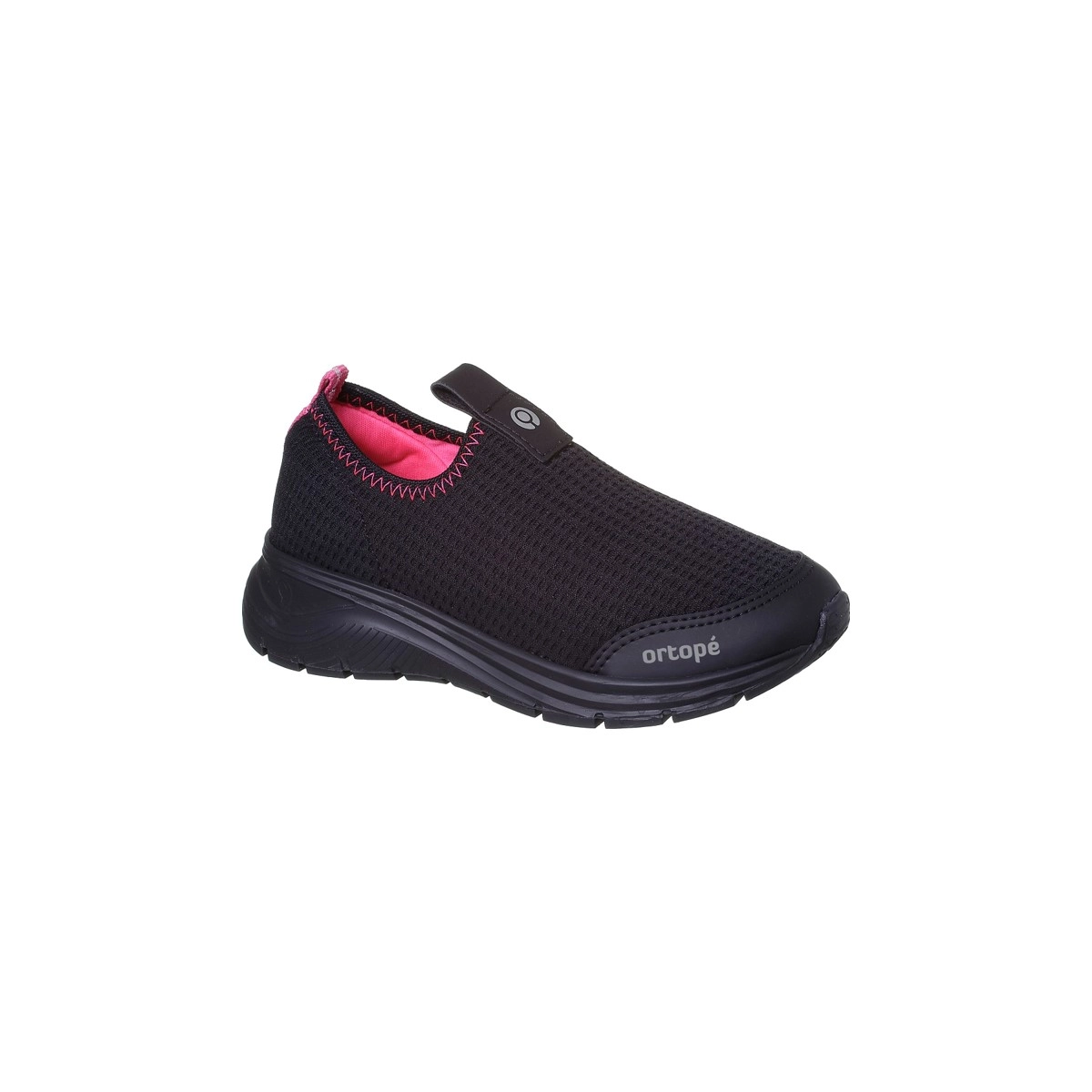 Tênis Infantil Feminino Ortopé Flex Run Calce Fácil Preto Pink