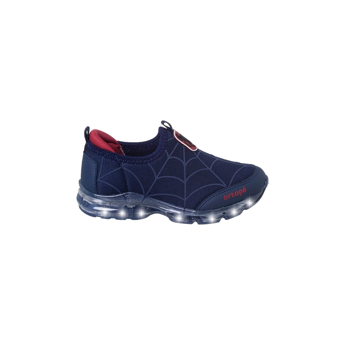 Tênis Infantil Masculino Ortopé Power Light Aranha Marinho E Vermelho